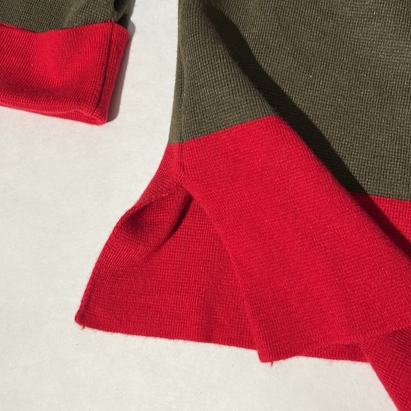 Womens Freddy Krueger sweater large by Talbots red olive green stripes - Picture 5 of 8